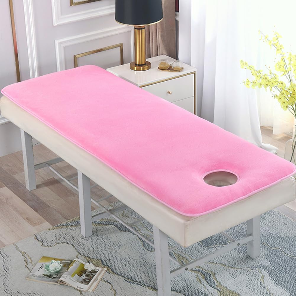 Pink,190 * 80cm(S),LDLCYCN Massage Table Pad Lamb Wool Comfortable Massage Bed Pad with Elastic Band Non-Slip Thicken Massage Table Mattress Topper with Hole Lash Bed Pad for SPA Beauty Salon