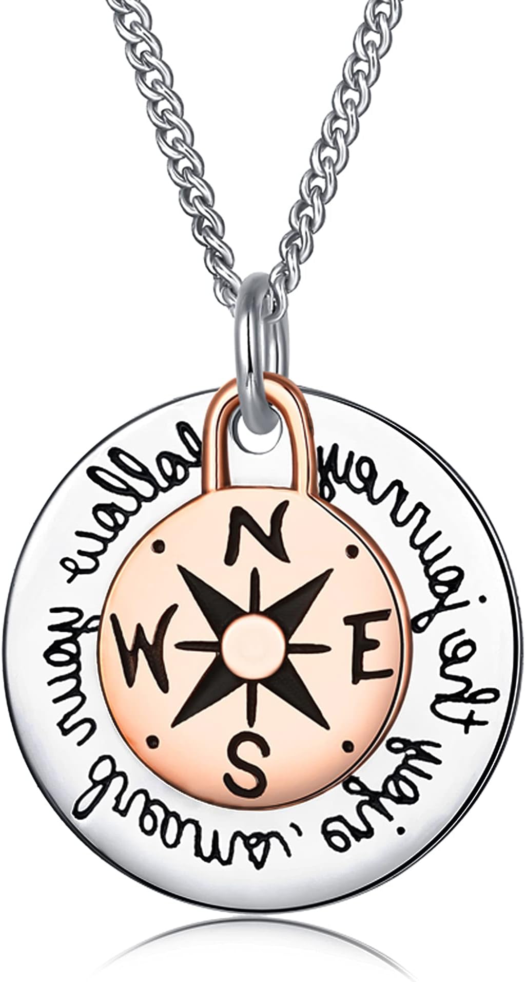 Compass Necklace, Traveller College Graduation Gifts Inspirational Jewelry, Compass Pendant Necklace, Compass Necklace Friendship, Compass Life Is A Journey Enjoy The Ride