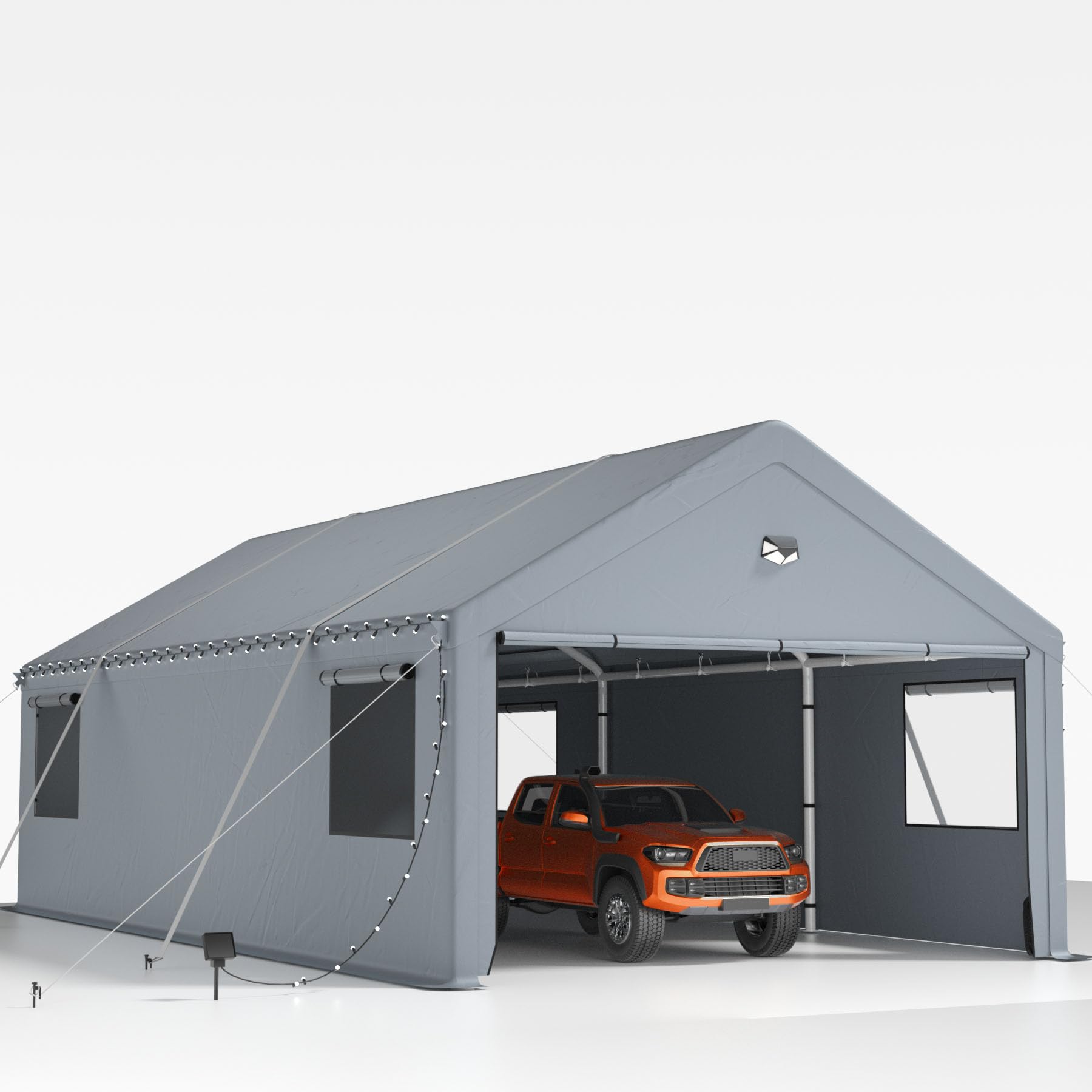 Heavy Duty Carport Canopy 13x25FT,Extra Large Portable Car Tent Garage with Roll-up Windows and All-Season Tarp Cover,Removable Roof&Side Walls for Car,SUV,Boats&Truck Shelter Logic Storage,Gray