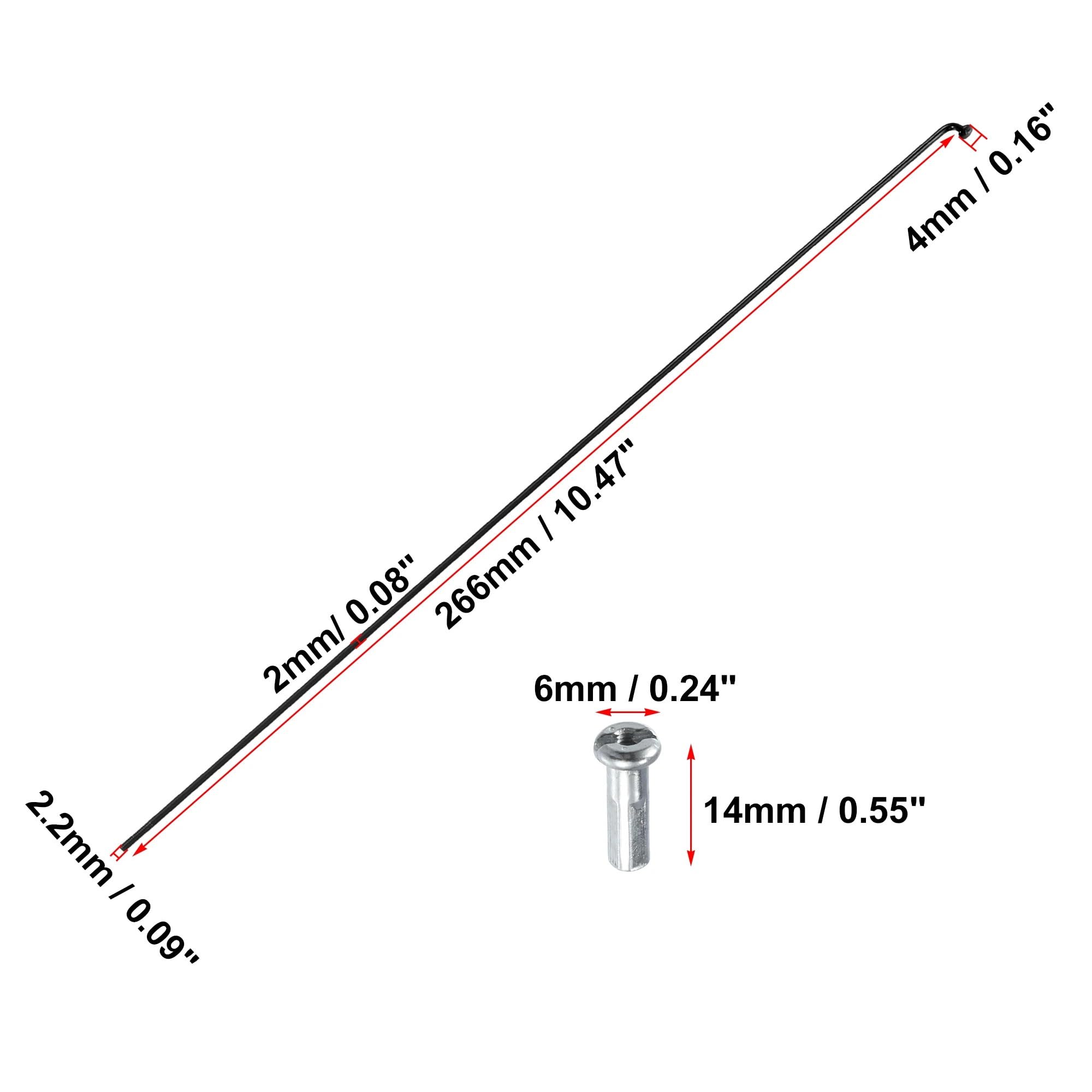 Raggi di Bicicletta Raggi in Acciaio for Bicicletta 14G J Bend 136-293 mm di Lunghezza con nippli Testa Dritta Parti di Ricambio for Bici Nero Bike Raggi(275mm X 36pcs)