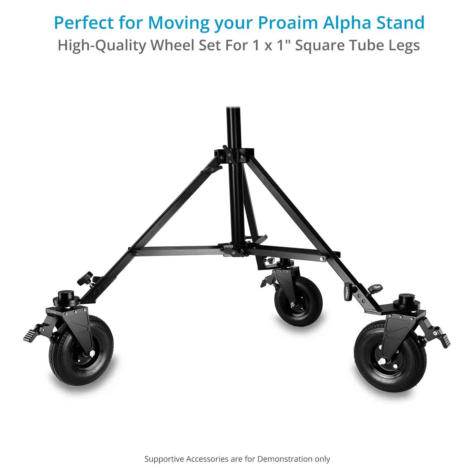 PROAIM eu de roues Alpha pour supports caméra à pieds carrés | Comprend 3 roues pivotantes avec freins à pied personnalisés et supporte jusqu’à 113,3 kg / 250 lb.