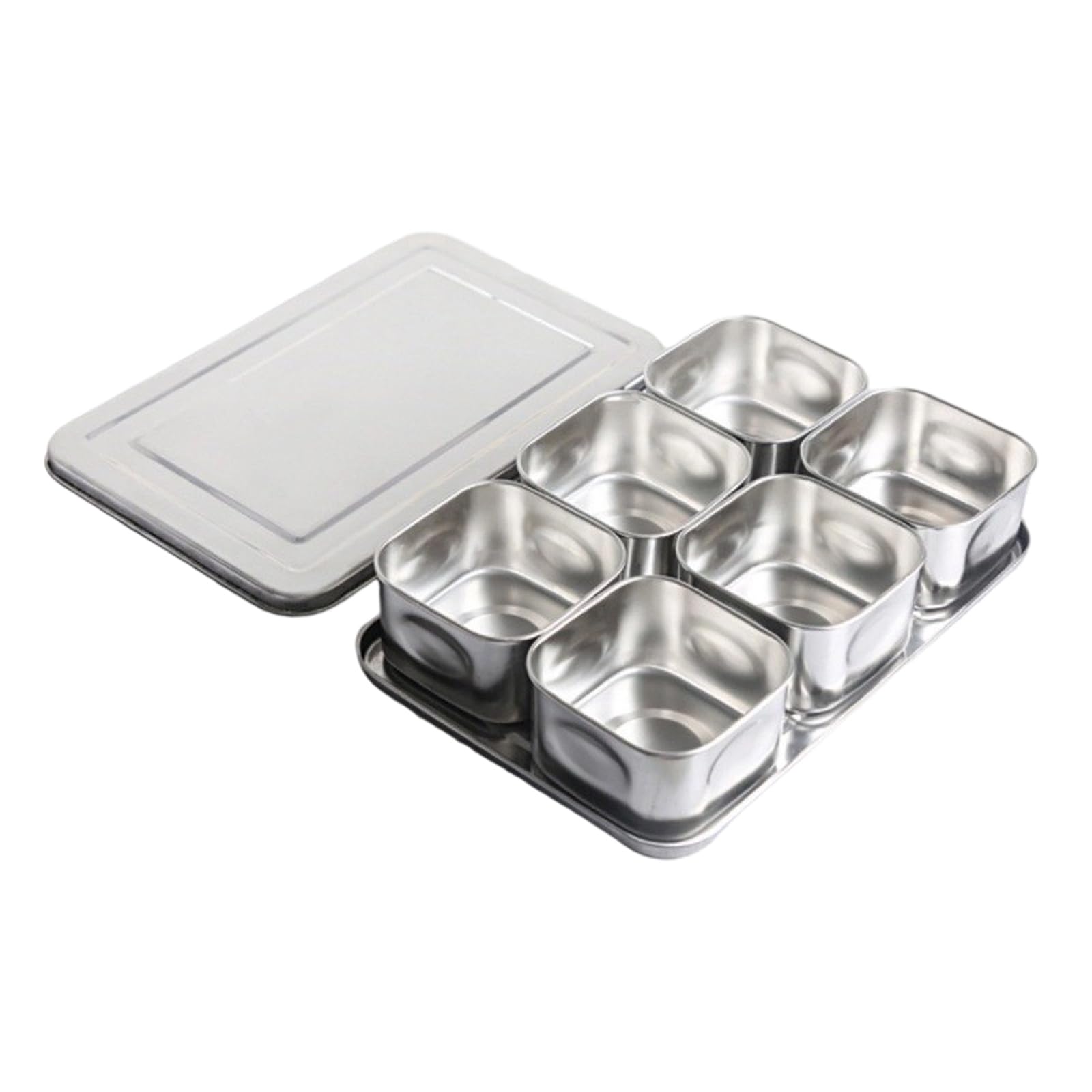 GTYLF Stainless Steel Kitchen Spices Storage Container 6/8 Grids Design Seal Lid Prevents Odors Ideal for Cooking Baking Multi Compartment Seasoning Storage