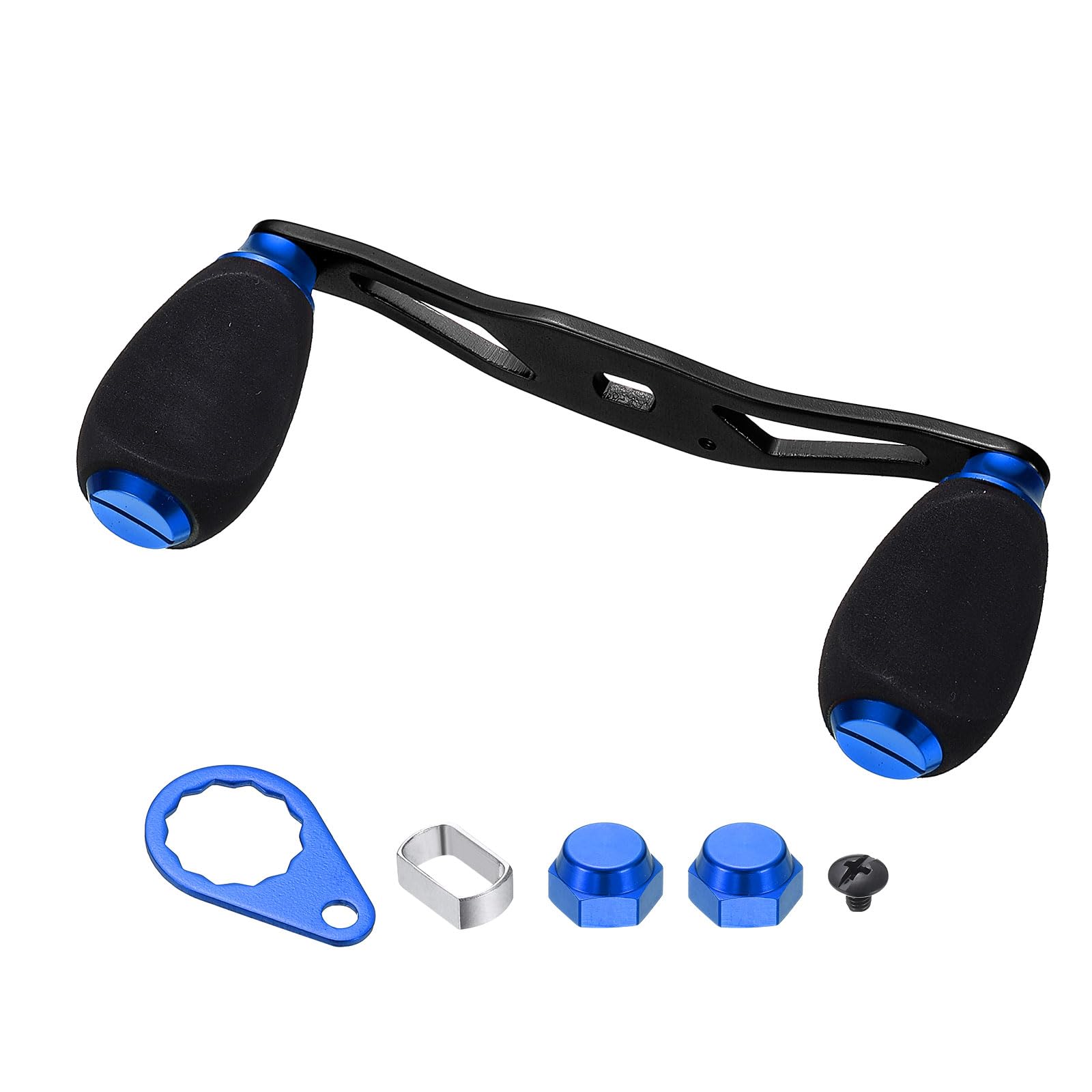 YELARXI Fishing Reel Handle, Metal Baitcasting Reel Handle Rocker Arm Grip with Double EVA Knob Replacement Parts - Fitting For(DIY/Fishing/Rocker Arm Accessories), Blue/Black โ image 1