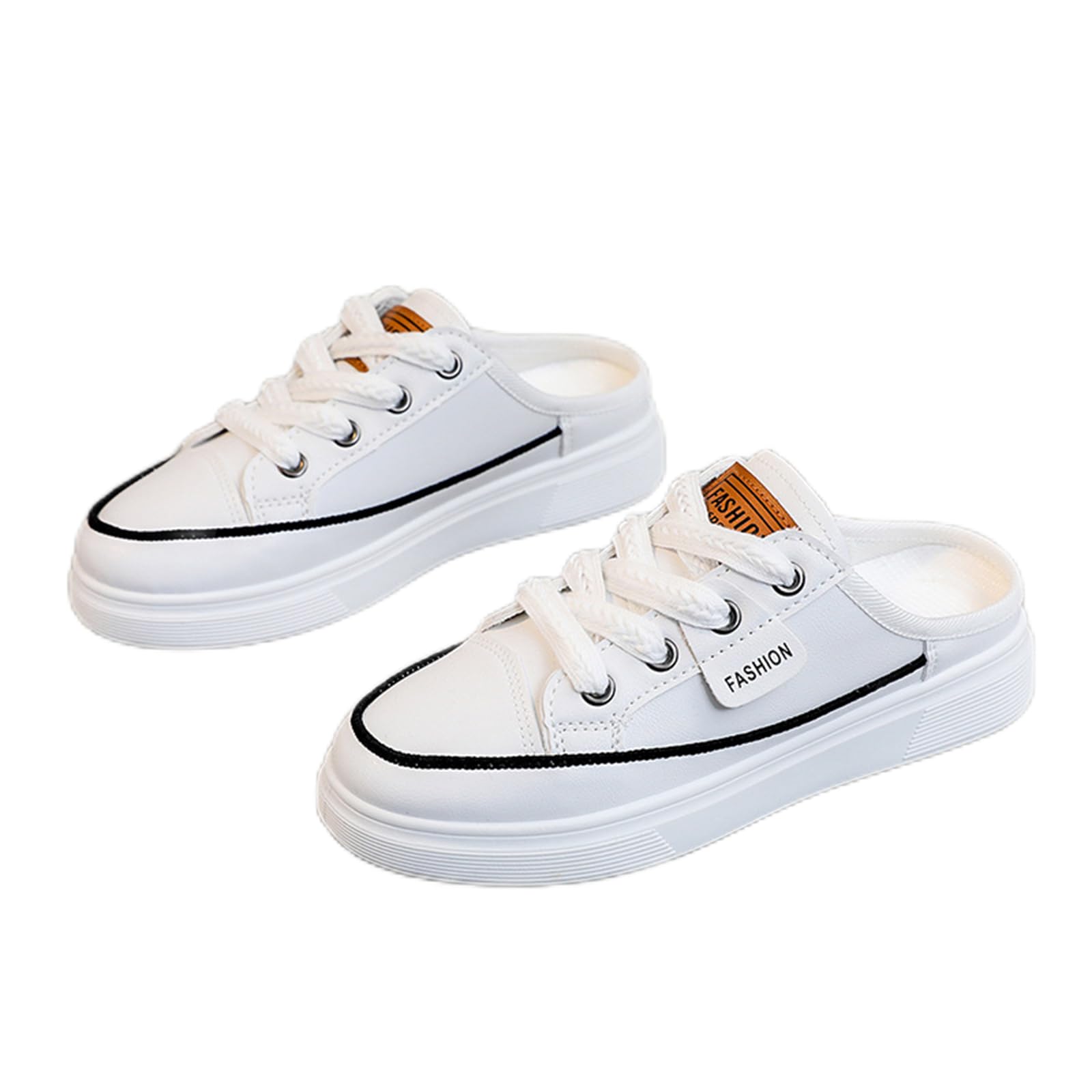 Backless Sneakers for Women Slip On Sneakers Flat Mule Shoes Clog Sneakers