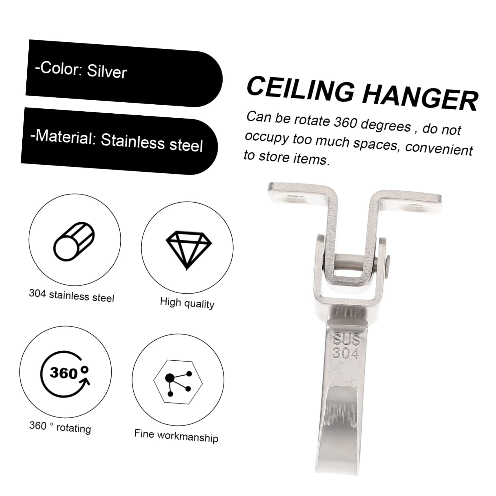 OKUMEYR Hanging Hooks 2 Pcs Ceiling Fan Hooks Screws Heavy Duty Ceiling Hooks for Hammocks Lights and Wind Chimes