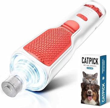 7-Speed Dog & Cat Nail Grinder with Light - Ring LED Safe to Avoid Overcut, Quiet Low Vibration & Powerful Fast, Cordless Rechargeable Toenail Trimmer for Small & Large Puppy & Breeds PawsWhite