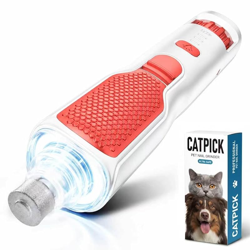Lixador de Unhas para Cães e Gatos CATPICK com 7 Velocidades, LED 360° e 3 Aberturas Branco