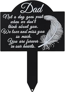 Chris.W Memorial Remembrance Plaque Stake, Waterproof Grave Marker for Cemetery Memorial Garden Stake, Sympathy Grave Stake, Memorial Metal Grave Stake for Mom Dad Cemetery Outdoors Yard Decor (Dad)