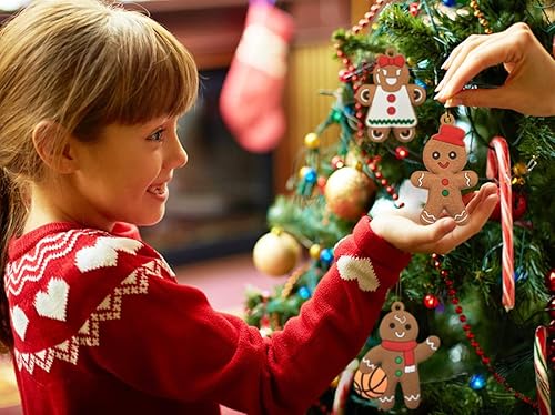 Miniatura 41 de Adornos de casa de jengibre para decoración de árbol de Navidad, 12 piezas de decoración de Navidad de casa de jengibre, adornos colgantes