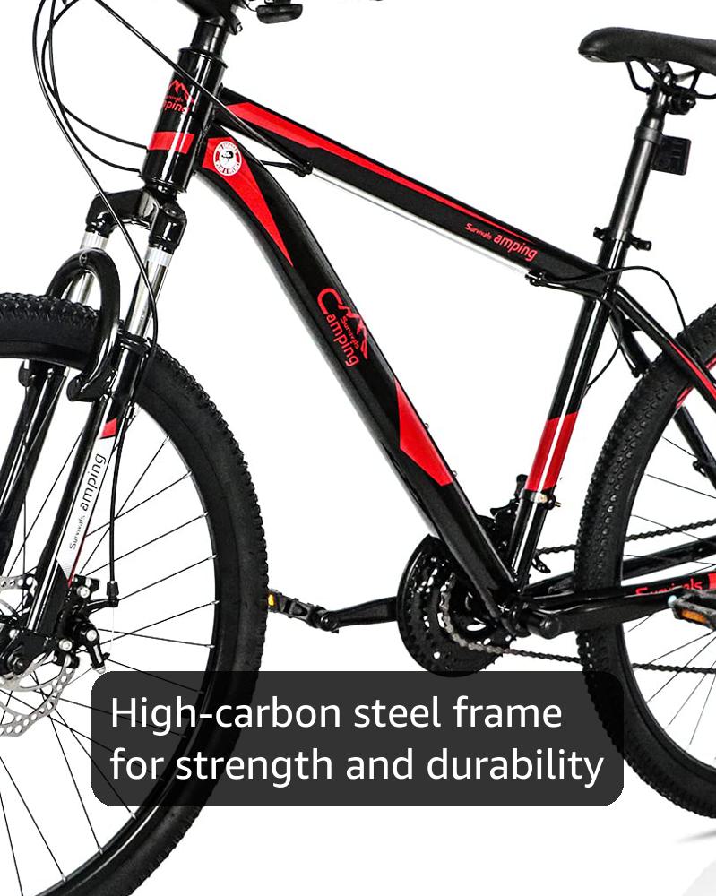 Ktaxon Mountain Bike 24/26/27.5 Inch Men & Women Mountain Bike with 21-Speed Adult Bikes, Double Disc Brake, Suspension Fork and High Carbon Steel Frame