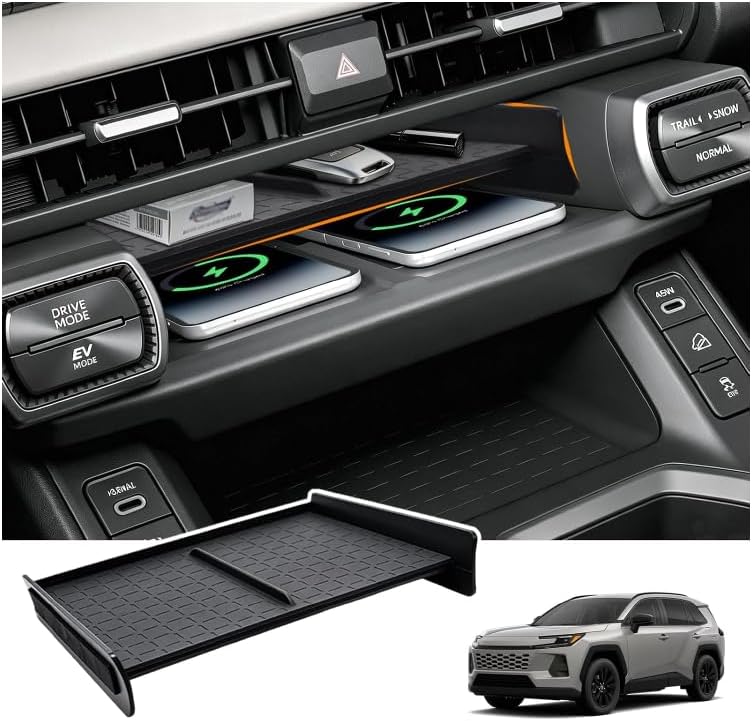Bandeja organizadora para console central GZSH Toyota RAV4 2026+ com tapete antiderrapante