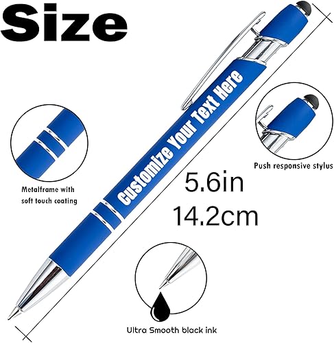 Miniatura 3 de Coregiftr Bolígrafos personalizados, bolígrafo grabado personalizado con punta de lápiz capacitivo, bolígrafo de tinta retráctil personalizado para