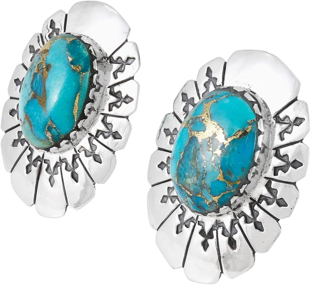 Turquoise Earrings 925 Sterling Silver & Genuine Gemstones