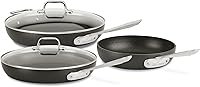 All-Clad HA1 Hard Anodized Nonstick 3-Piece Fry Pan Set: 8", 10" & 12" Skillets with Lids, Induction Compatible, Oven Safe 500°F