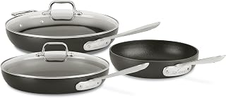 All-Clad HA1 Hard Anodized Nonstick 3-Piece Fry Pan Set: 8", 10" & 12" Skillets with Lids, Induction Compatible, Oven Safe 500°F