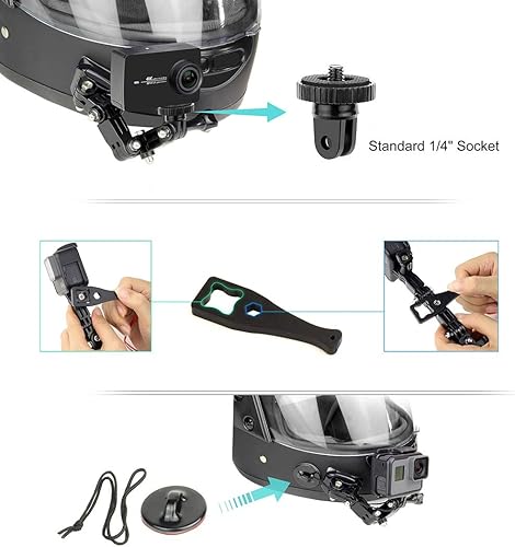 Miniatura 9 de SOONSUN Kits de montaje de barbilla para casco de motocicleta para GoPro Hero 13 12 11 10 9 8 7 6 5 4 Hero Session, AKASO, SJCAM, cámara de acción