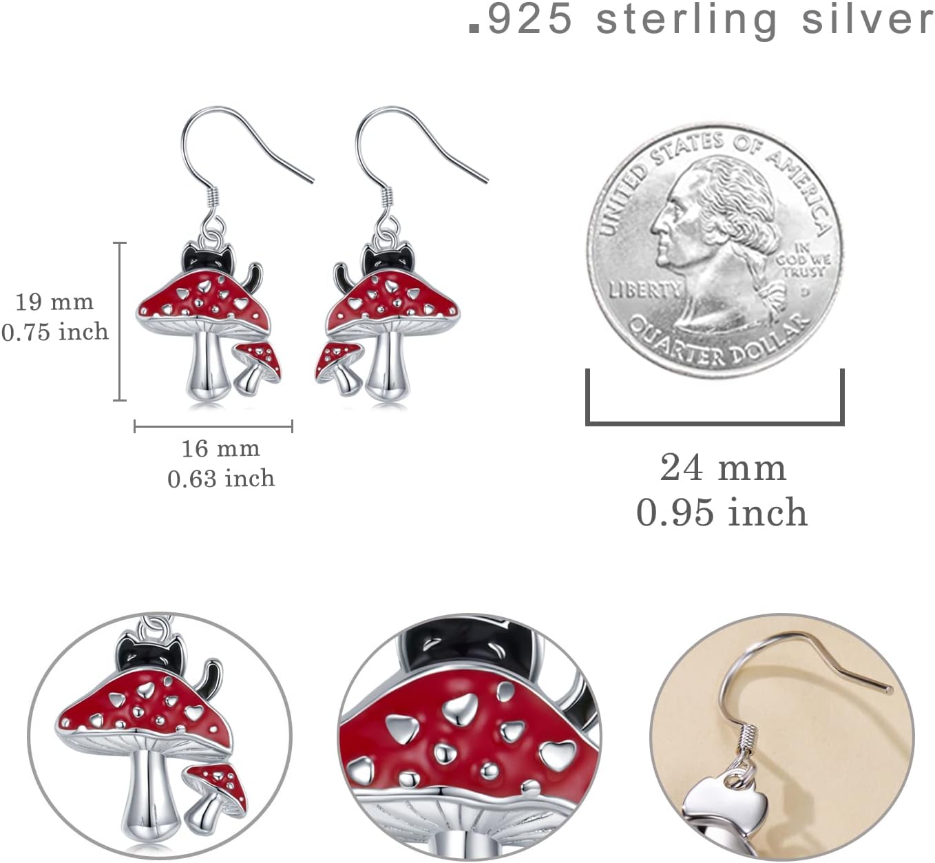 Black Cat Earrings 925 Sterling Silver Cute Aninmal Earrings Jewelry Gifts for Women - Image 5