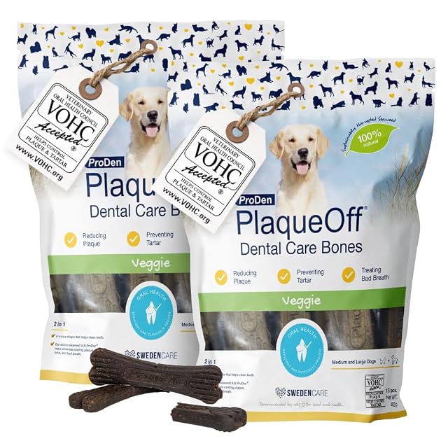 ProDen PlaqueOff Pack de Huesos Dentales para Perros Sabor Vegetal 26u