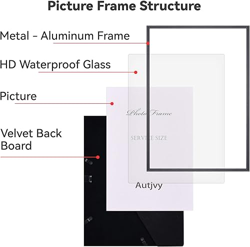 Vista 100 de Marco de fotos de 4 x 6 pulgadas, color dorado mate, moderno, simple, delgado, de aluminio, con vidrio real HD, pantalla para collage de mesa