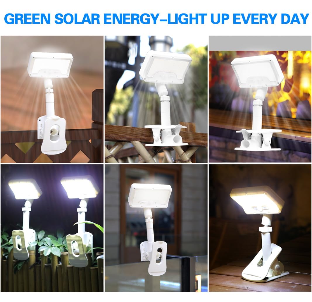 Solarleuchte für Außentreppen & Deck, 92 LED Bewegungsmelder, IP65 Wasserdicht, Clip & Ständer Dual Use, Auto On/Off mit Lichtsensor, ideal für Zaun, Camping, Gartenbeleuchtung (1-Pack)