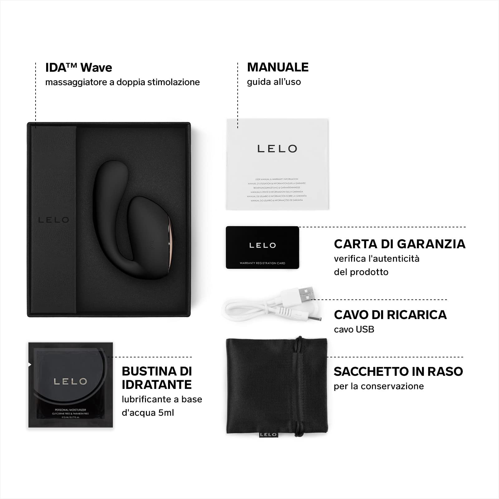 LELO IDA Wave Vibratore a Distanza con App, Black, per Donna, Vibratori Clitoride Donna con 2 Potenti Motori e 10 Modalità di Vibrazione, Vibratori con Telecomando a Distanza