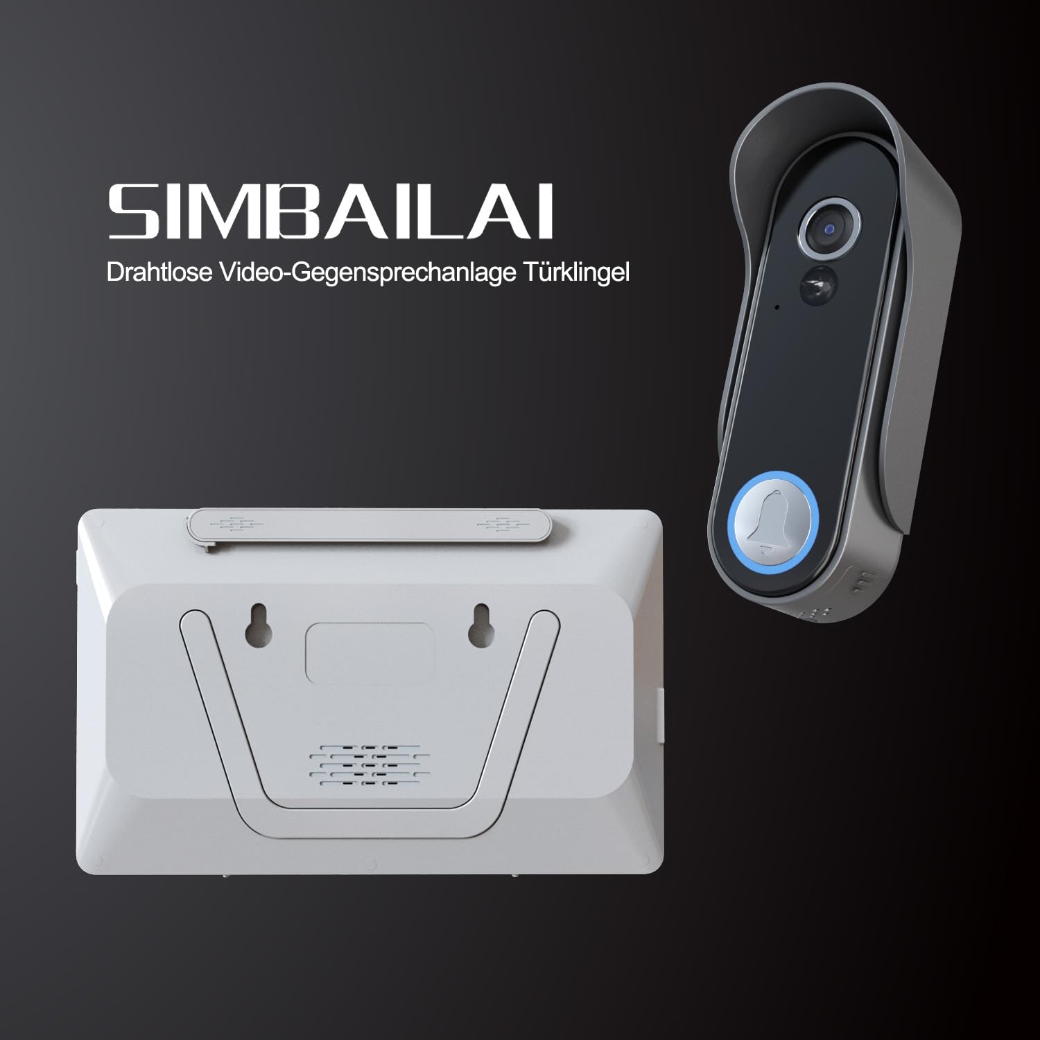 8 Zoll WLAN Kabellose Video Türsprechanlage, Ultradünner Körper, 1080p Touchscreen, Unterstützung für TUYA-APP, PIR Bewegungserkennung,160° Weitwinkel-Kamera, IP65, Speichervideo