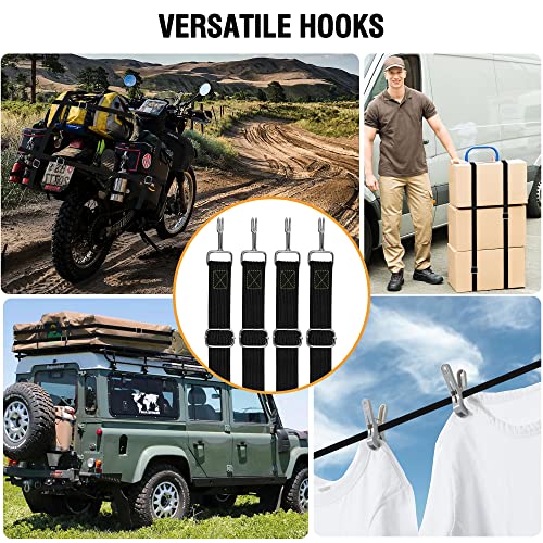 Image of Bungee Cords Heavy Duty Outdoor, Long Adjustable Bungee Cords with Hooks Flat, 80 Inch High Elastic Rubber Bungee Straps with Hooks for Luggage, Roof Racks, Tarpaulin, Moving Cargo, Camps, Tarps