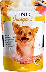 Petiscos Saudáveis De Omega 3 Para Cachorro Cães Caes Reduz Coceira Queda De Pelo Tino 100 gr