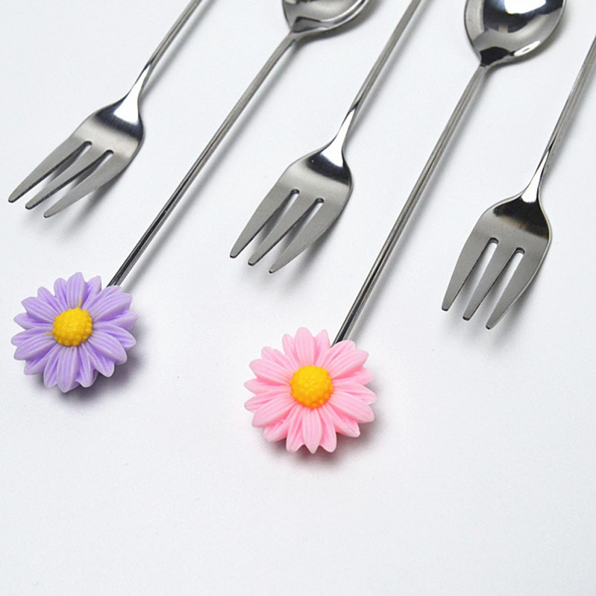 MAGICLULU 3 Pièces Fourchettes à Dessert Fourchettes à Gâteau Accessoires de Fête pour Maison Banquets et Bars Couleur Aléatoire