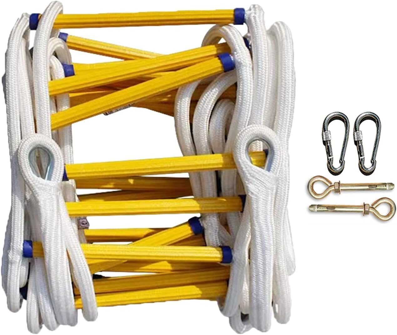 Fire Escape Folding Emergency Rope Ladder Rescue With Hook And Expansion Bolt Soft Flame Retardant(18m)