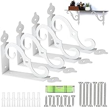 4 Pieces Wrought Iron Shelf Brackets, 14cm x 11cm Shelf Brackets, Wall Shelf Brackets, L Shelf Bracket, Corner Wall Bracket for DIY Furniture, Garden, Shelves