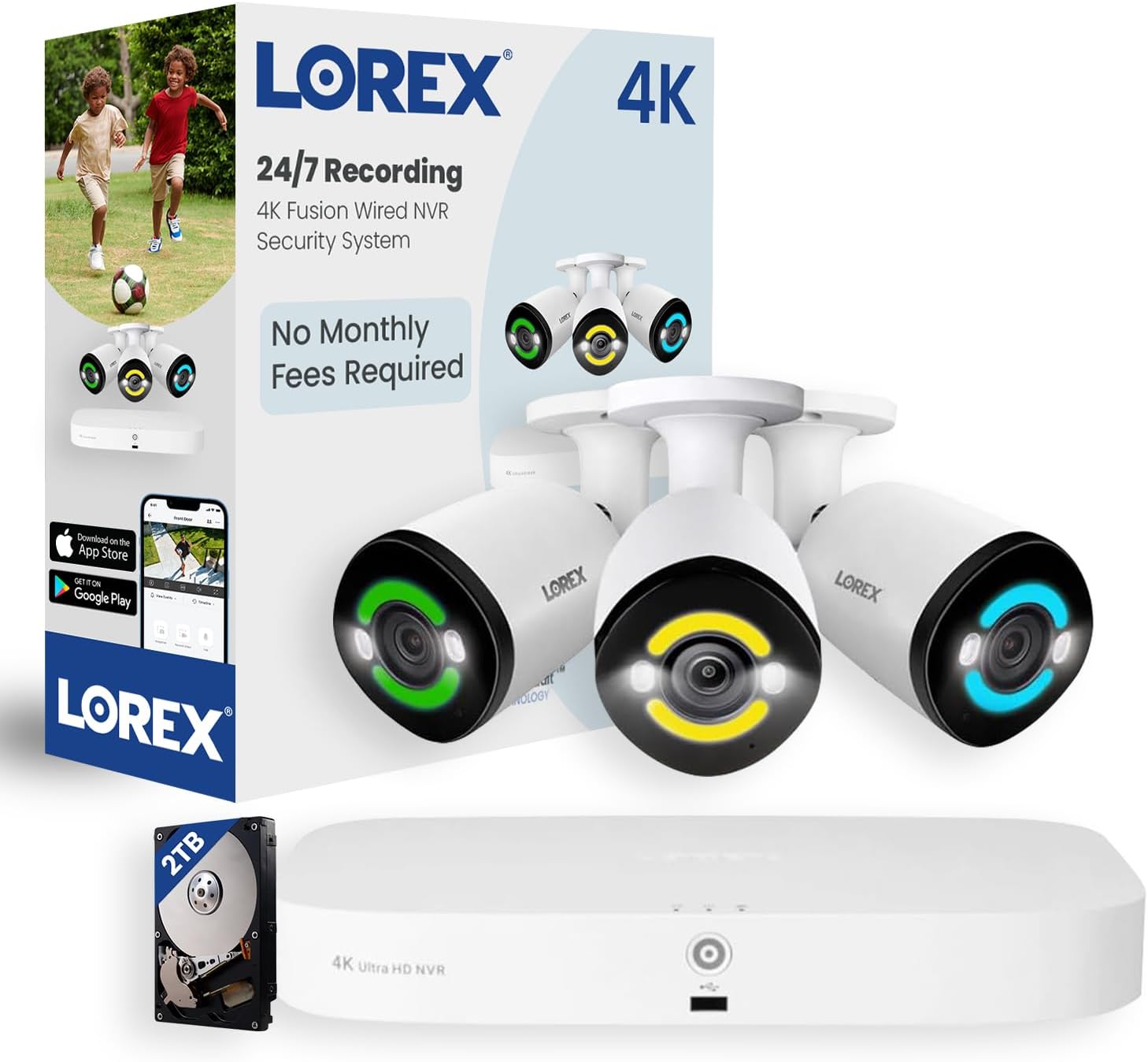 Lorex 4K+ 12MP 2TB 16-Channel (8 Wired + 8 WiFi) Fusion Security System with 3 IP PoE Metal Bullet Cameras with Smart Security Lighting, Color Night Vision, 2-Way Talk, Smart Motion Detection, IP67 Lorex 4K+ 12MP 2TB 16-Channel (8 Wired + 8 WiFi) Fusion Security System with 3 IP PoE Metal Bullet Cameras with Smart Security Lighting, Color Night Vision, 2-Way Talk, Smart Motion Detection, IP67