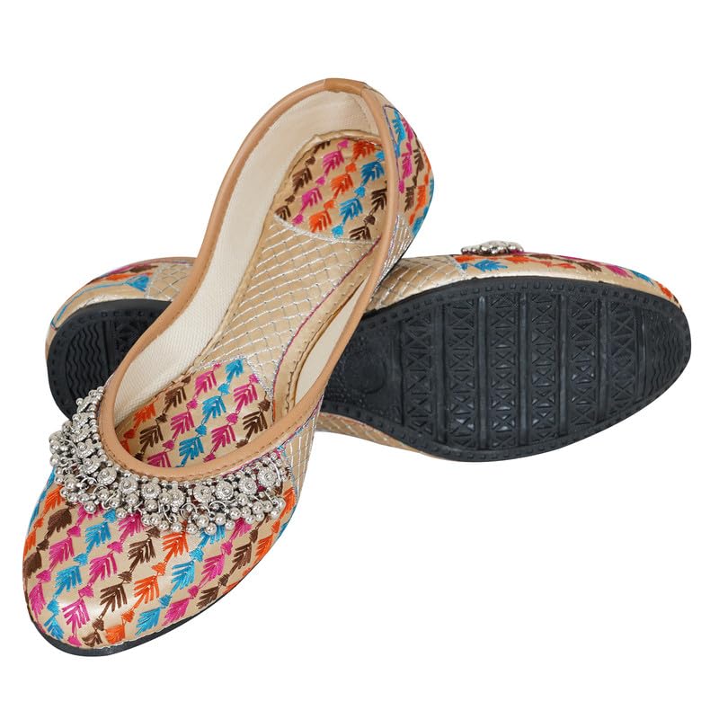 DFR Women Rajasthani Ethnic Embroidery with Payal Punjabi Mojari'...