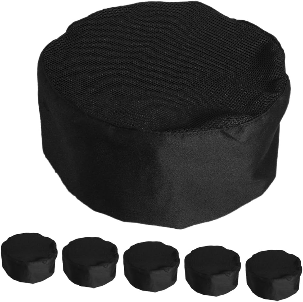 Holibanna 6pcs Unisex Chef Hats Black Mesh Top Kitchen Cooking Food Service Caps for Adults Restaurant Waiter Bakery Work Uniform