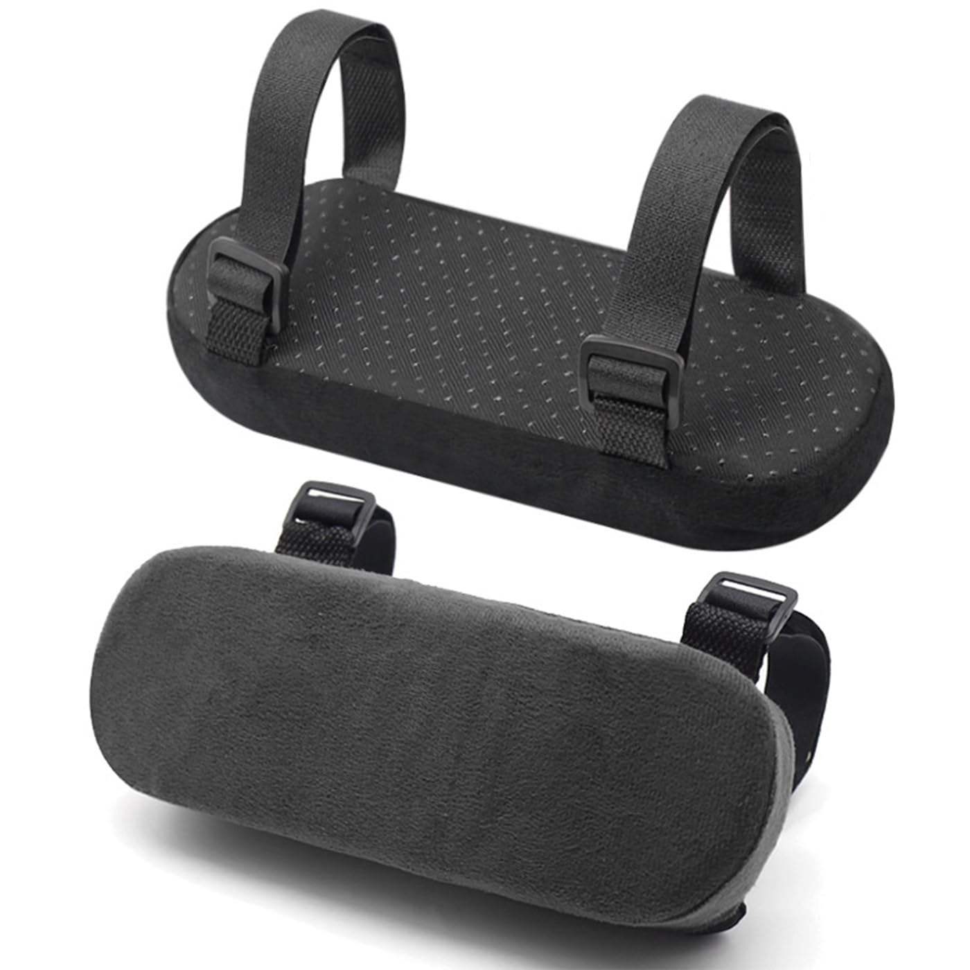 Office Chair Arm Pads, Thick Ergonomic Memory Foam Armrest Covers with Anti-Slip Base for Elbow & Forearm Pressure Relief - Universal Fit for Office, Gaming, and Desk Chairs (2 Pack Black)