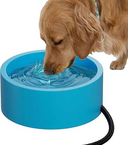 Cuenco de agua con calefacción para perros y gatos, cuenco térmico para perros con cable de alimentación resistente a los mordedores, cuenco térmico