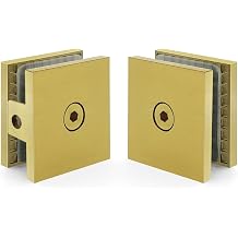Shower Door Clamp, 2PCS 1.75"W*0.7"H Stainless Steel Clamp for Side Installation of 1/4"6mm to 1/2"12mm Thick Glass Panel, Brushed Gold