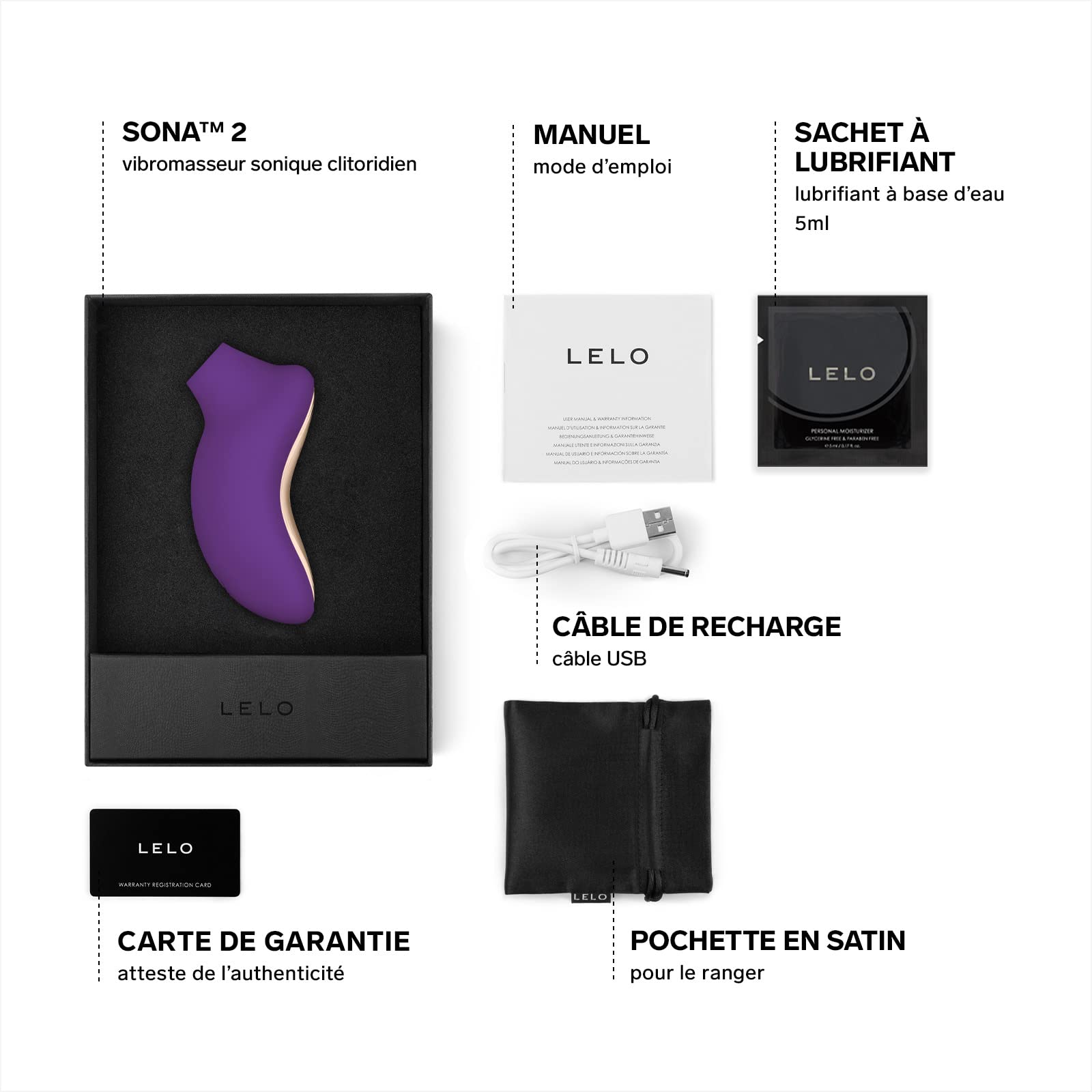 LELO SONA 2 Sex Toy Femme Clitoridien à Vagues Soniques, Stimulateur clitoridien Étanche pour des Plaisirs Encore Plus Profonds, Sex Toys, Purple