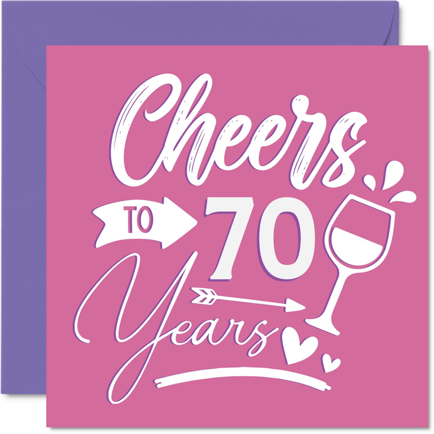 70th Birthday Cards for Women - Cheers - Happy Birthday Card for 70 Year Old Woman Grandma Granny Nanny Auntie, 145mm Bday Greeting Cards