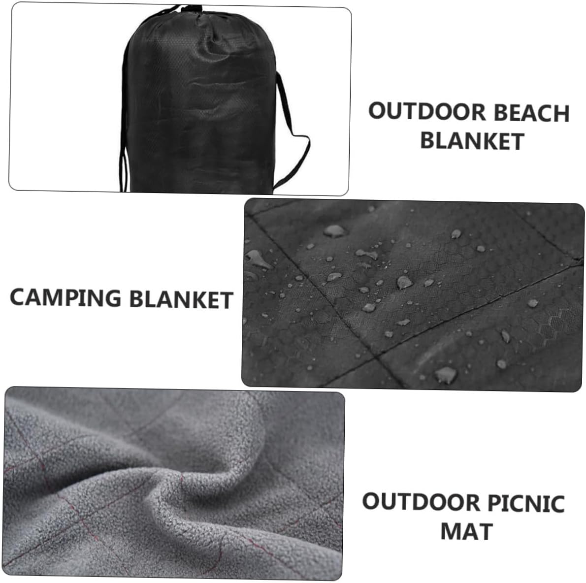 Camping Fleece Blanket Waterproof Picnic Mat Sand Proof Nap Blanket for Hiking Beach Travel in Dark Gray