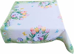 Tablecloth 85 x 85 cm with Easter Bunny Print Easter Spring