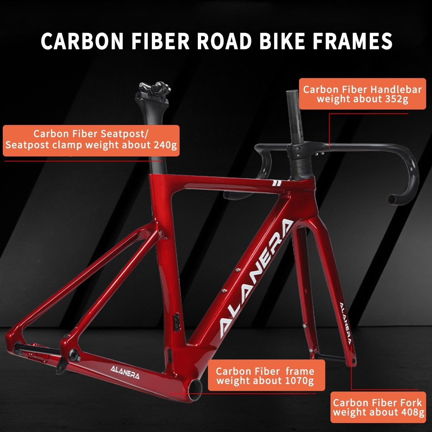 700C Carbon Road Bike Frameset 47/51/54/56/58cm Disc Brake Frames F12*100mm R12*142mm Thru-Axle Bicycle Frame with Fork Internal Routing BB86mm