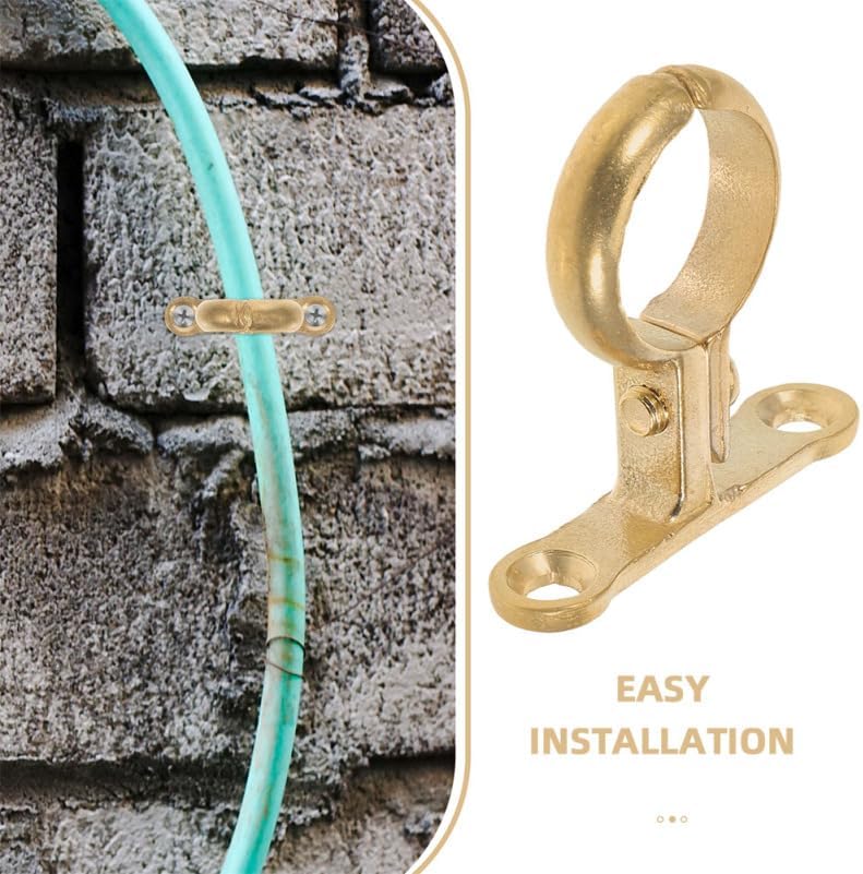DOITOOL 2Pack Brass Pipe Bracket Clamp Heavy Duty Wall Mounted Clamps Tube Clips Round Wardrobe Closet Rod Suspended Center Support for 22mm Pipe | Hold a Small Water Pipe or Hose at a Planned Wall Position for Plumbing, Workshop, Wall-mounted Pipe Routing