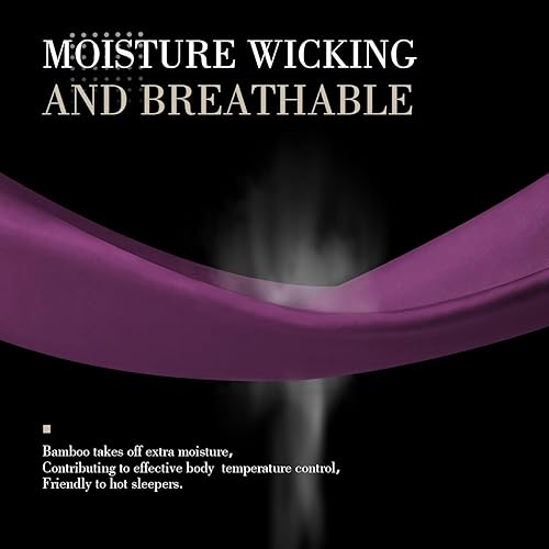 Miniatura 3 de Juego de 2 fundas de almohada refrescantes tamaño King, aptas para el cabello y la piel, color morado oscuro, 20 x 36 pulgadas