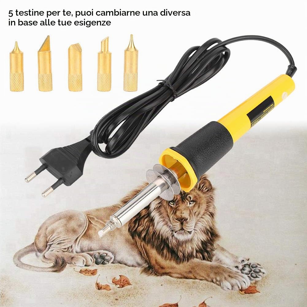 Kit di penna per pirografia in legno Penna per pirografia in pelle Artigianato in legno Stufa a legna elettrica Strumento in pelle Spina UE 220V 40W per scultura, saldatura, goffratura, artigianato di