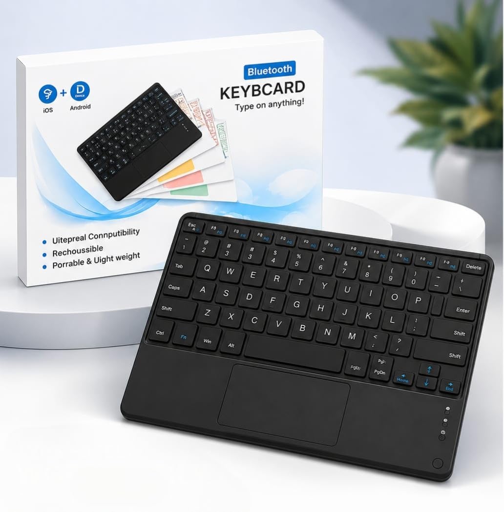Wireless Mini Bluetooth 5.0 Keyboard with Touchpad, Rechargeable | 10M Working Range, Compatible with Windows, Android, iOS, Quiet Typing, Ultra-Slim & Portable, 150Hr Battery Life-image-24