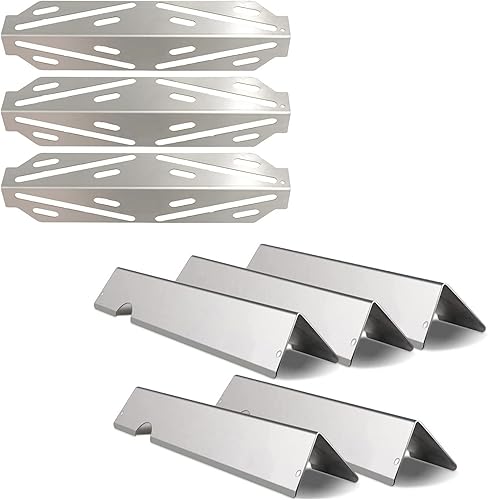 Cmanzhi S6F032 (Paquete de 5) S6F041 (paquete de 3) Placa térmica de acero inoxidable de 16 Ga y barras aromatizantes de repuesto para Weber Genesis