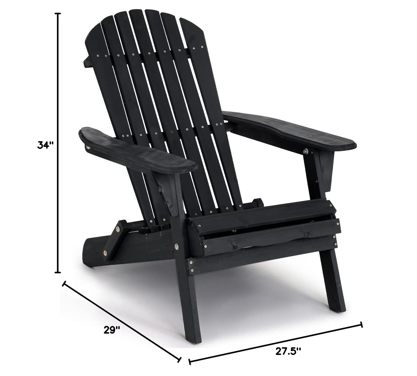 Juego de 2 sillas plegables Adirondack for patio, resistentes a la intemperie, plegables, for exteriores, de madera maciza, reclinables, resistentes, for terraza, césped, patio trasero, jardín, GRIS/6