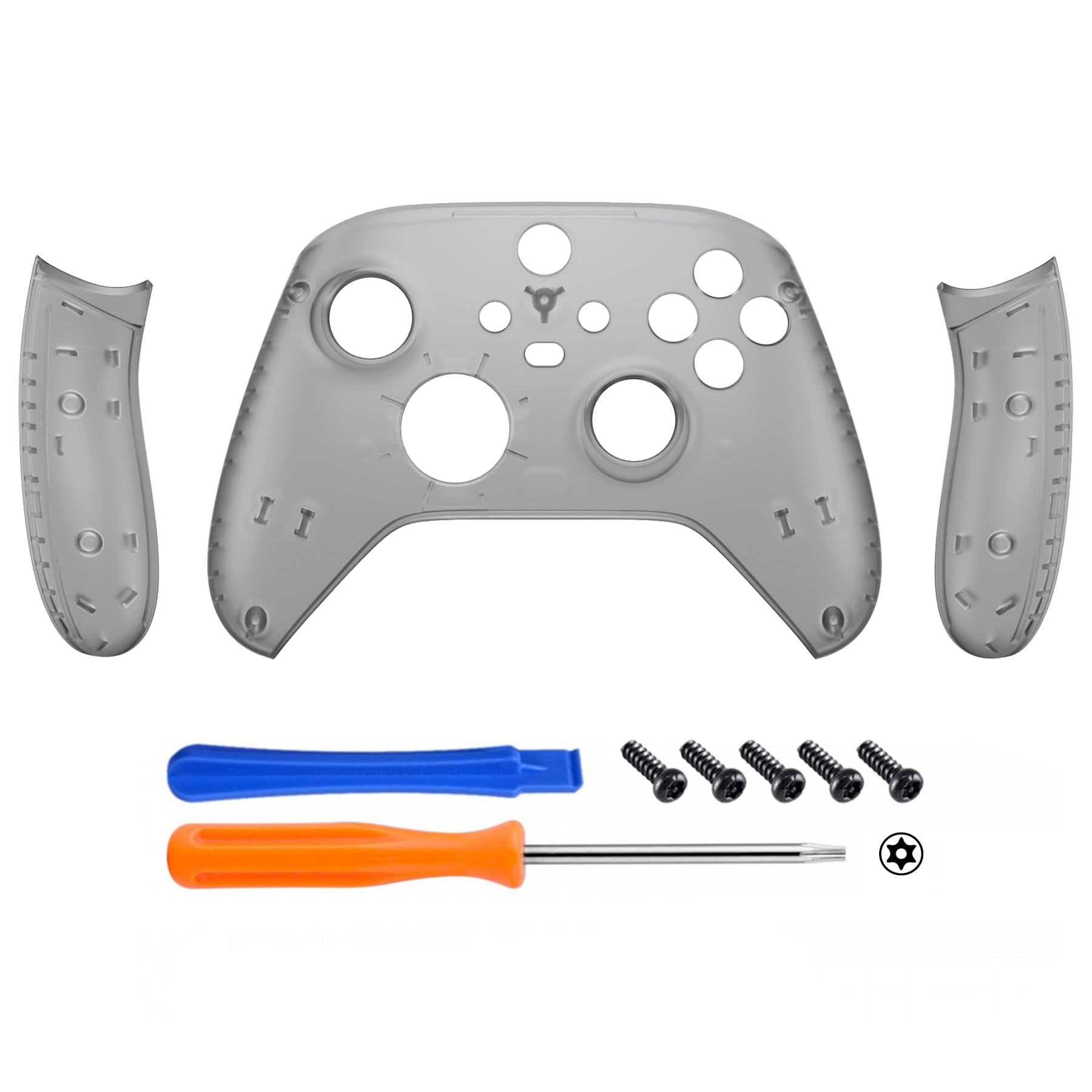 eXtremeRate Cover Joystick Custodia Copertura Frontale con Impugnatura Grip Pannello DIY Ricambio per Xbox Series X S Controller Model 1914(Trasparente Nero)
