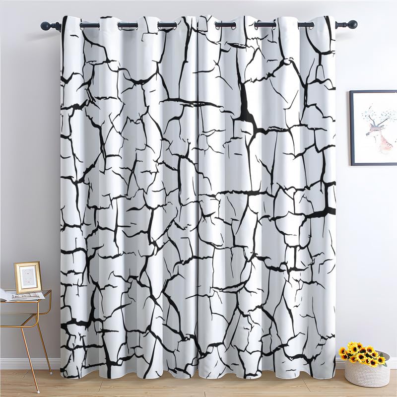 SZLYZM Rideaux Modernes Rideaux Thermiques à Oeillets pour Chambre, Motif Noir et Blanc, Lot De 2, Décoration De Fenêtre pour Chambre Enfant Fille Garcon,...